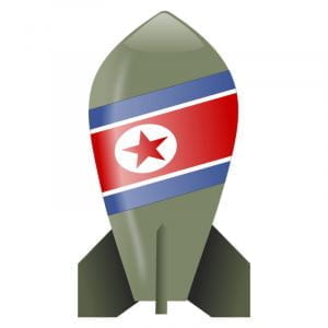 Missile with North Korean flag image wrapped around