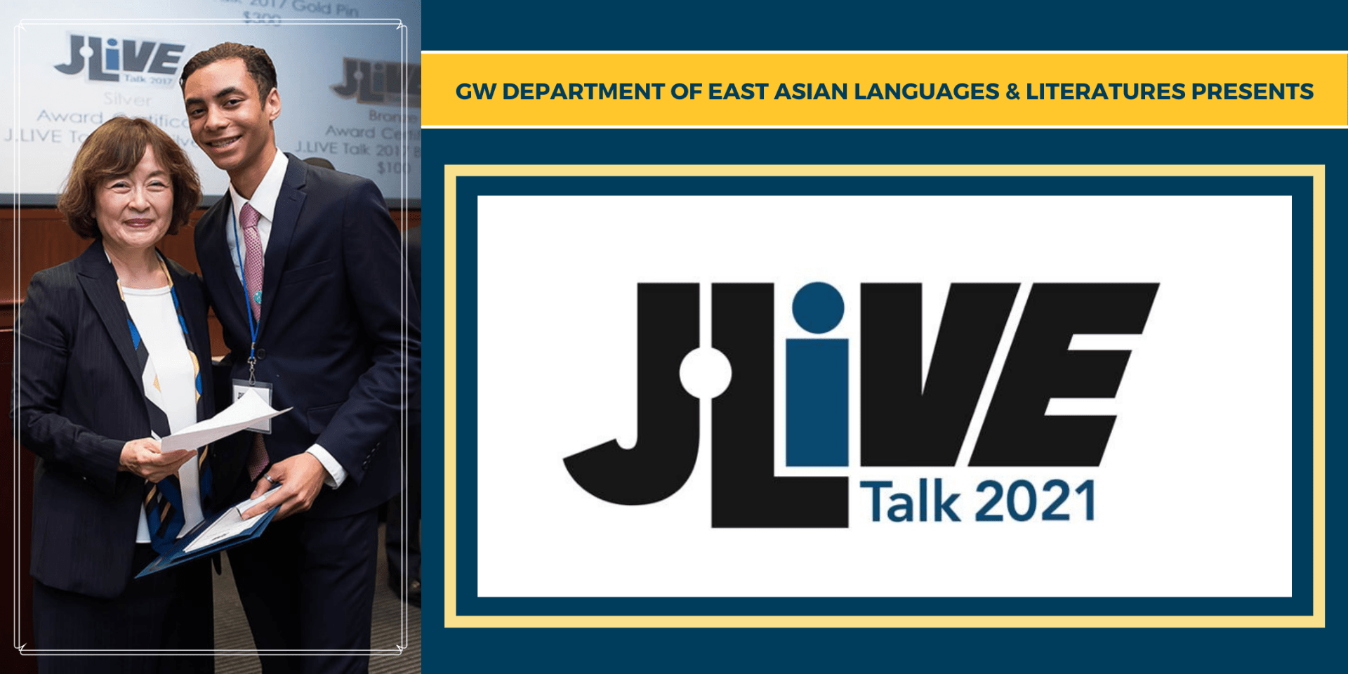 event banner for J.LIVE Talk 2021 with photo from previous year's event